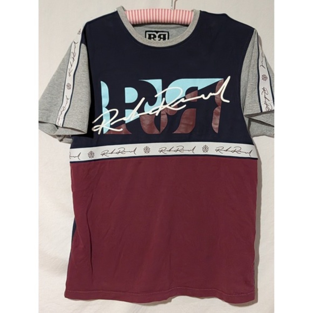 Rock Revival T Shirt Mens Medium Colorblock Logo Graphic Short Sleeve Crew‎ Neck